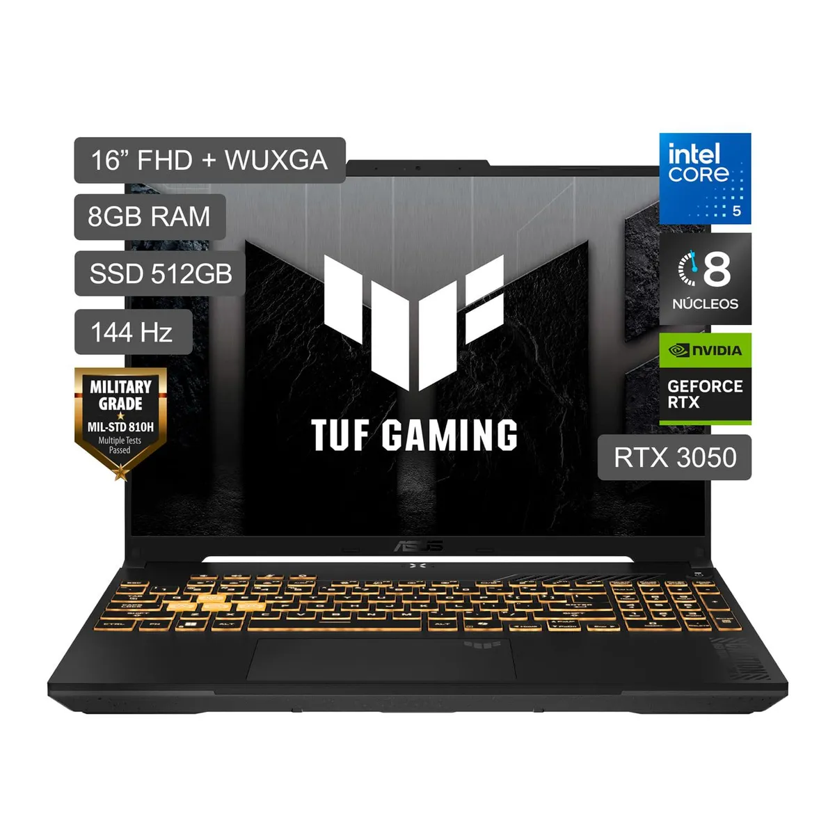 w=1200,h=1200,fit=pad Laptop Asus TUF Gaming F16 Rtx3050 Intel Core 5 210h 8gb 512gbssd Fx607vj-rl011w 16" Fhd - Image 1